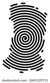 Symbol Map of the city Gaimersheim (Bayern, Germany) showing the city with a black spiral line