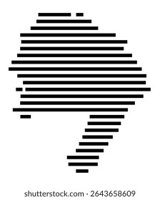 Symbol Map of the city Gangelt (Nordrhein-Westfalen, Germany) showing the area of the city with just a few black horizontal lines