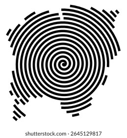 Symbol Map of the city Garching b.München (Bayern, Germany) showing the city with a black spiral line