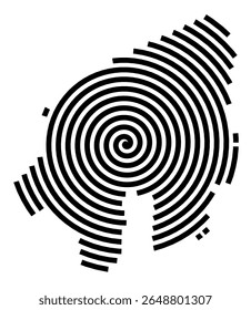 Symbol Map of the city Garrel (Niedersachsen, Germany) showing the city with a black spiral line
