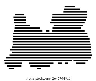 Symbol Map of the city Gauting (Bayern, Germany) showing the area of the city with just a few black horizontal lines