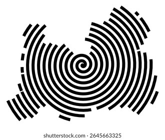 Mapa de símbolos da cidade Gauting (Baviera, Alemanha) mostrando a cidade com uma linha espiral preta