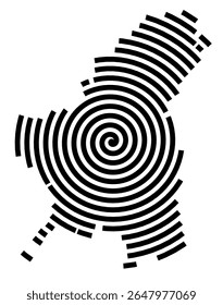 Symbol Map of the city Gehrden (Niedersachsen, Germany) showing the city with a black spiral line