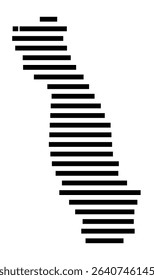 Symbol Map of the city Geisenheim (Hessen, Germany) showing the area of the city with just a few black horizontal lines