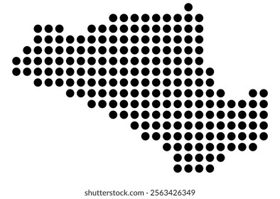 Symbol Map of the City Gela (Italy) showing the city with a pattern of just a few black dots
