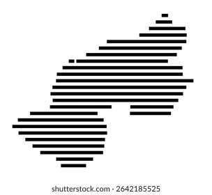 Symbol Map of the city Gelnhausen (Hessen, Germany) showing the area of the city with just a few black horizontal lines