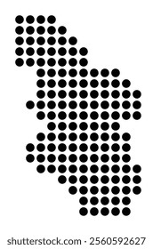 Symbol Map of the City Gelsenkirchen (Germany) showing the city with a pattern of just a few black dots