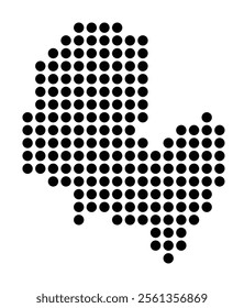 Symbol Map of the City Geneve (Switzerland) showing the city with a pattern of just a few black dots