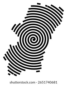 Symbol Map of the city Gengenbach (Baden-Württemberg, Germany) showing the city with a black spiral line