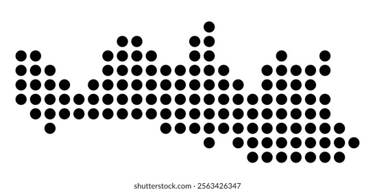 Symbol Map of the City Genova (Italy) showing the city with a pattern of just a few black dots