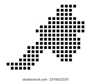 Symbol Map of the City Gießen (Germany) showing the city with a pattern of just a few black squares