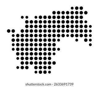 Mapa de símbolos da cidade Süßen (Baden-Württemberg, Alemanha) mostrando a cidade com um padrão de apenas alguns pontos pretos