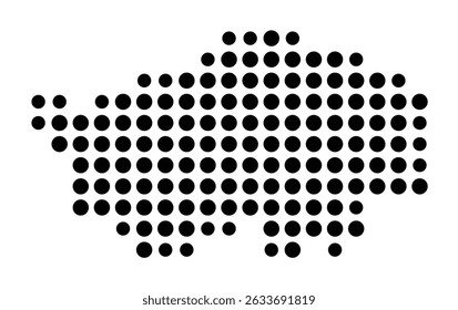 Symbol Map of the city Schönaich (Baden-Württemberg, Germany) showing the city with a pattern of just a few black dots
