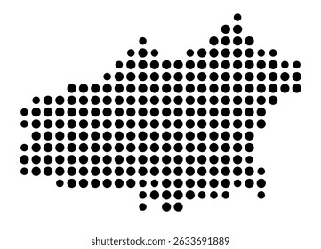 Symbol Map of the city Mössingen (Baden-Württemberg, Germany) showing the city with a pattern of just a few black dots