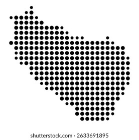 Mapa de símbolos da cidade Meßstetten (Baden-Württemberg, Alemanha) mostrando a cidade com um padrão de apenas alguns pontos pretos