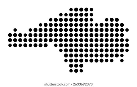 Mapa de símbolos da cidade Lauda-Königshofen (Baden-Württemberg, Alemanha) mostrando a cidade com um padrão de apenas alguns pontos pretos