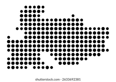 Symbol Map of the city Künzelsau (Baden-Württemberg, Germany) showing the city with a pattern of just a few black dots