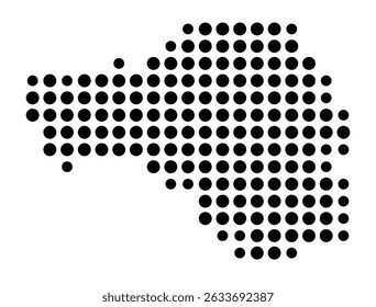 Mapa de símbolos da cidade Korntal-Münchingen (Baden-Württemberg, Alemanha) mostrando a cidade com um padrão de apenas alguns pontos pretos