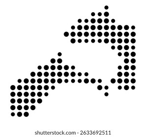 Symbol Map of the city Brühl (Baden-Württemberg, Germany) showing the city with a pattern of just a few black dots