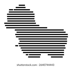 Symbol Map of the city Östringen (Baden-Württemberg, Germany) showing the area of the city with just a few black horizontal lines
