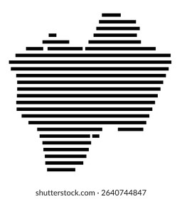 Symbol Map of the city Waghäusel (Baden-Württemberg, Germany) showing the area of the city with just a few black horizontal lines