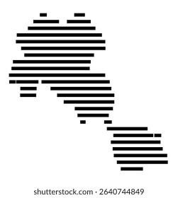 Symbol Map of the city Walldürn (Baden-Württemberg, Germany) showing the area of the city with just a few black horizontal lines
