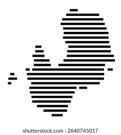 Symbol Map of the city Willstätt (Baden-Württemberg, Germany) showing the area of the city with just a few black horizontal lines