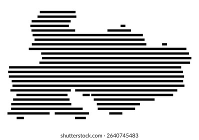 Symbol Map of the city Künzelsau (Baden-Württemberg, Germany) showing the area of the city with just a few black horizontal lines