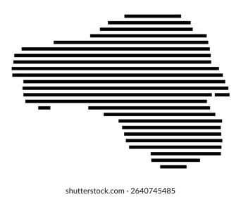 Symbol Map of the city Korntal-Münchingen (Baden-Württemberg, Germany) showing the area of the city with just a few black horizontal lines