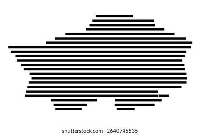 Symbol Map of the city Schönaich (Baden-Württemberg, Germany) showing the area of the city with just a few black horizontal lines