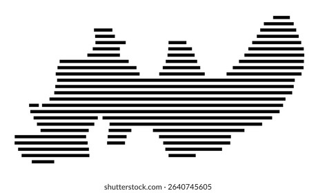 Symbol Map of the city Neckargemünd (Baden-Württemberg, Germany) showing the area of the city with just a few black horizontal lines