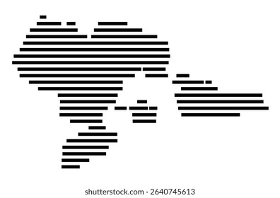 Symbol Map of the city Müllheim (Baden-Württemberg, Germany) showing the area of the city with just a few black horizontal lines
