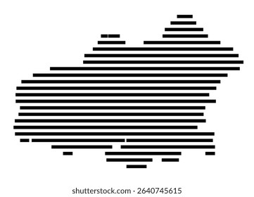 Symbol Map of the city Mössingen (Baden-Württemberg, Germany) showing the area of the city with just a few black horizontal lines