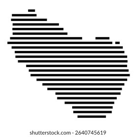 Symbol Map of the city Meßstetten (Baden-Württemberg, Germany) showing the area of the city with just a few black horizontal lines