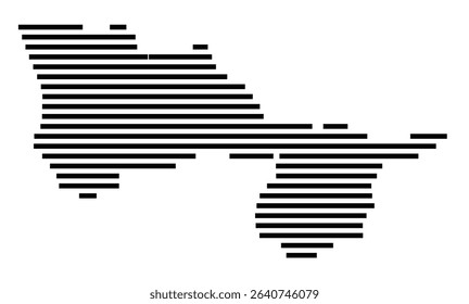 Symbol Map of the city Gärtringen (Baden-Württemberg, Germany) showing the area of the city with just a few black horizontal lines