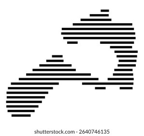 Symbol Map of the city Brühl (Baden-Württemberg, Germany) showing the area of the city with just a few black horizontal lines