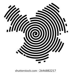Symbol Map of the city Schmölln (Thüringen, Germany) showing the city with a black spiral line