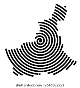 Symbol Map of the city Sömmerda (Thüringen, Germany) showing the city with a black spiral line