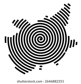 Symbol Map of the city Pößneck (Thüringen, Germany) showing the city with a black spiral line