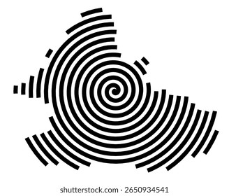 Mapa de símbolos da cidade Markgröningen (Baden-Württemberg, Alemanha) mostrando a cidade com uma linha espiral preta