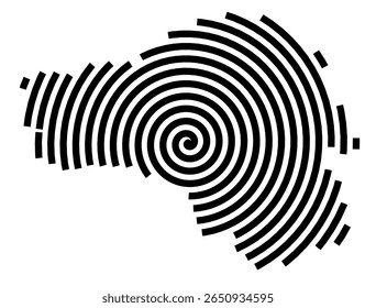 Symbol Map of the city Korntal-Münchingen (Baden-Württemberg, Germany) showing the city with a black spiral line