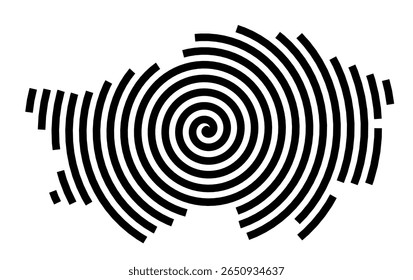 Symbol Map of the city Schönaich (Baden-Württemberg, Germany) showing the city with a black spiral line