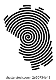 Symbol Map of the city Möglingen (Baden-Württemberg, Germany) showing the city with a black spiral line