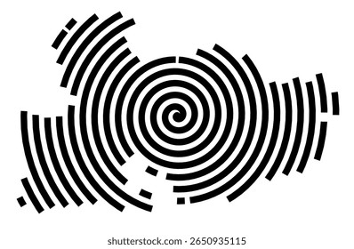 Mapa de símbolos da cidade Künzelsau (Baden-Württemberg, Alemanha) mostrando a cidade com uma linha espiral preta