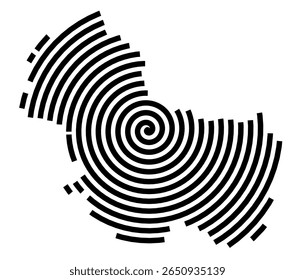 Symbol Map of the city Östringen (Baden-Württemberg, Germany) showing the city with a black spiral line