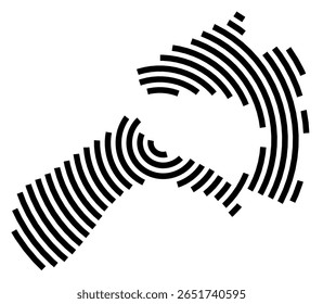 Mapa de símbolos da cidade Brühl (Baden-Württemberg, Alemanha) mostrando a cidade com uma linha espiral preta