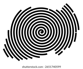 Mapa de símbolos da cidade Nußloch (Baden-Württemberg, Alemanha) mostrando a cidade com uma linha espiral preta