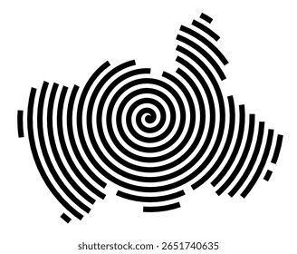 Mapa de símbolos da cidade Königsbach-Stein (Baden-Württemberg, Alemanha) mostrando a cidade com uma linha espiral preta