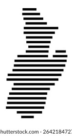 Symbol Map of the city Germersheim (Rheinland-Pfalz, Germany) showing the area of the city with just a few black horizontal lines