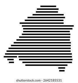 Symbol Map of the city Gernsheim (Hessen, Germany) showing the area of the city with just a few black horizontal lines